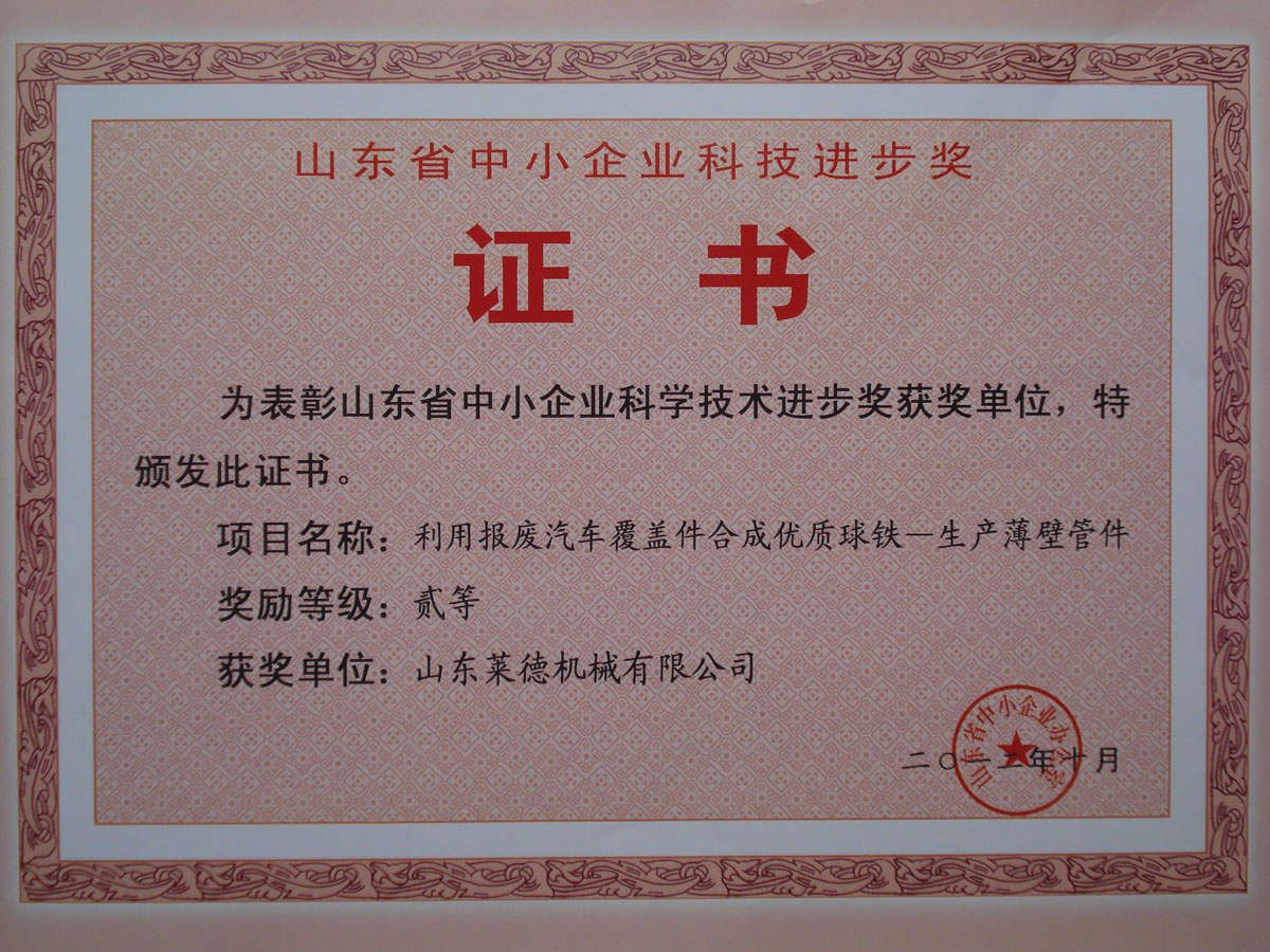 山東省中(zhōng)小企業科(ke)學技術進(jìn)步二等獎(jiang)
